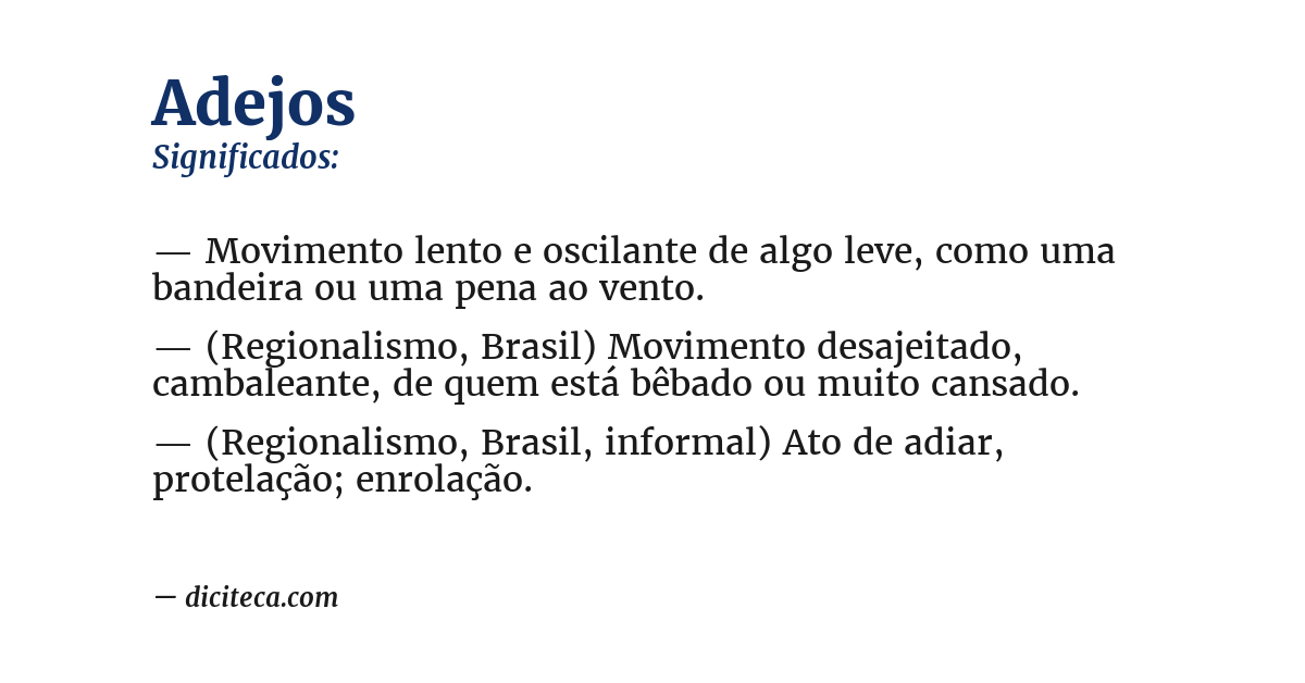 Significado de adejos
