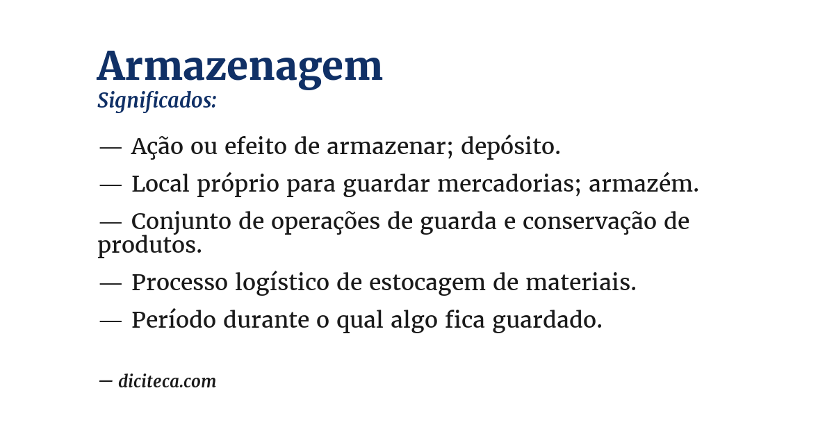 Significado de armazenagem