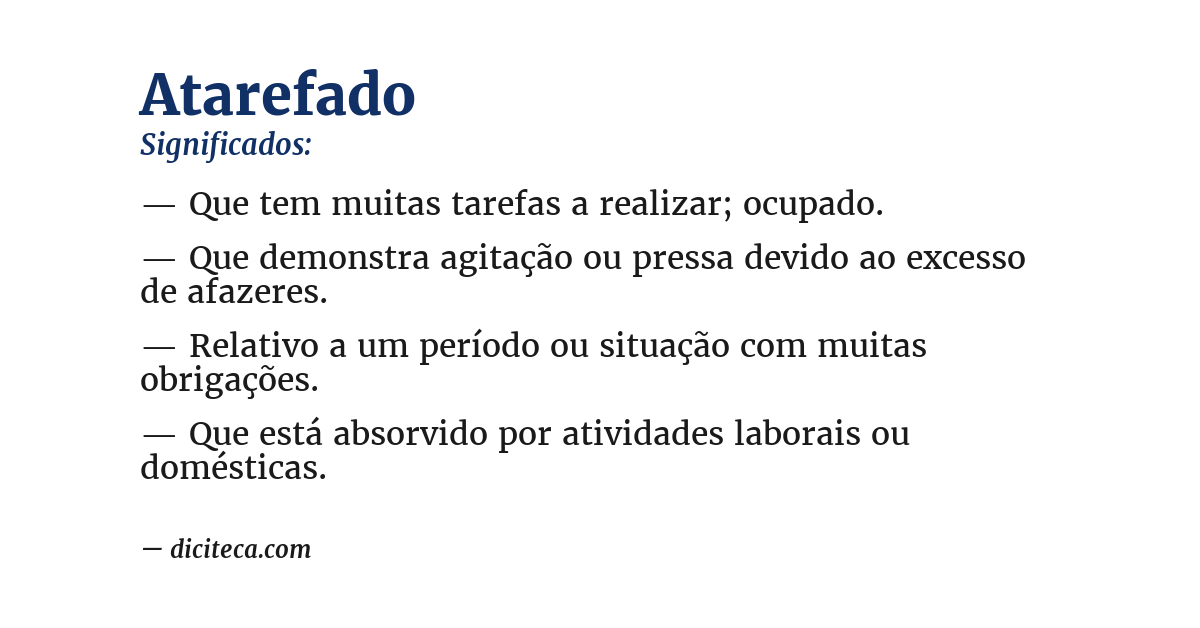 Significado de atarefado