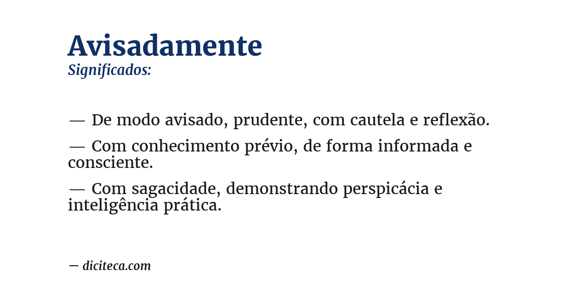 Significado de avisadamente