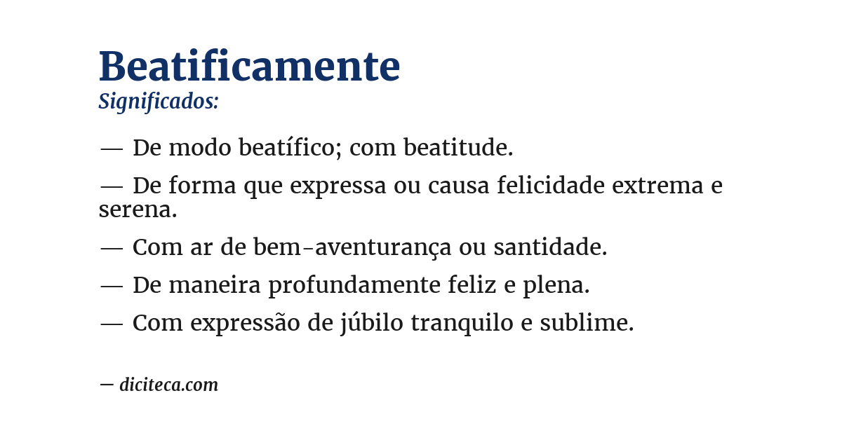 Significado de beatificamente