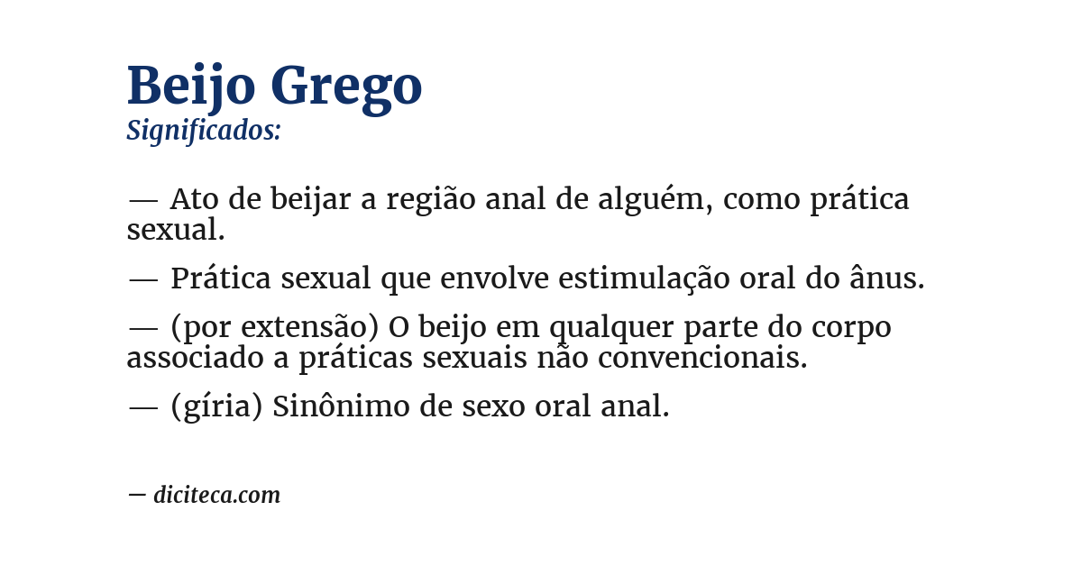 Significado de beijo grego