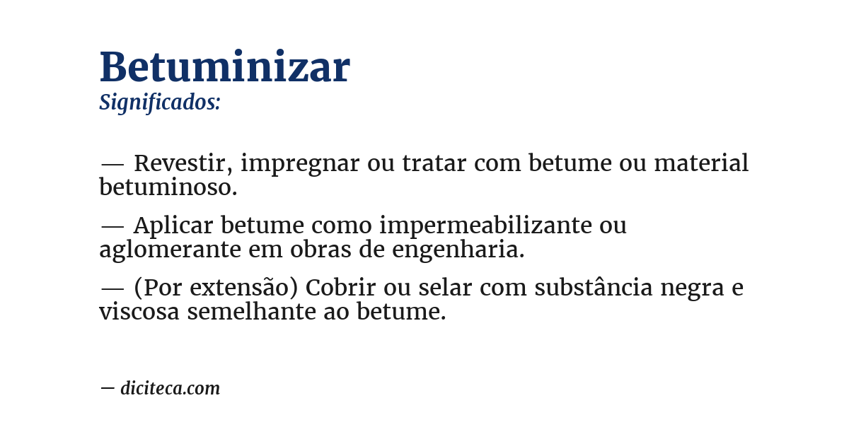 Significado de betuminizar