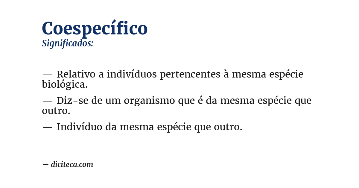 Significado de coespecífico