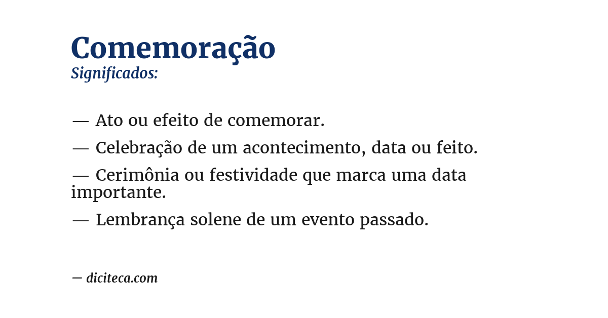 Significado de comemoração