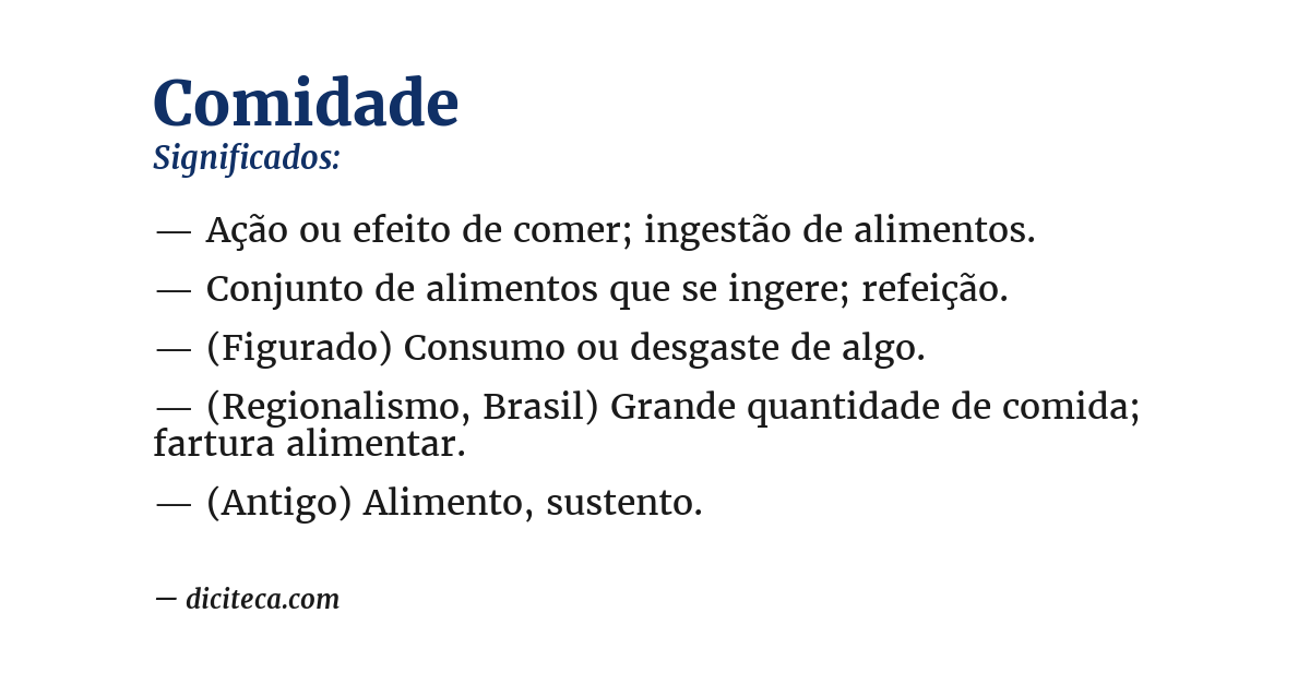 Significado de comidade