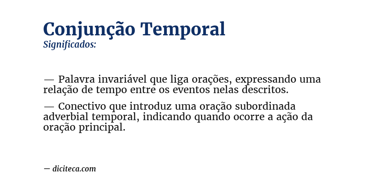 Significado de conjunção temporal