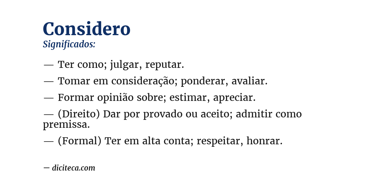 Significado de considero