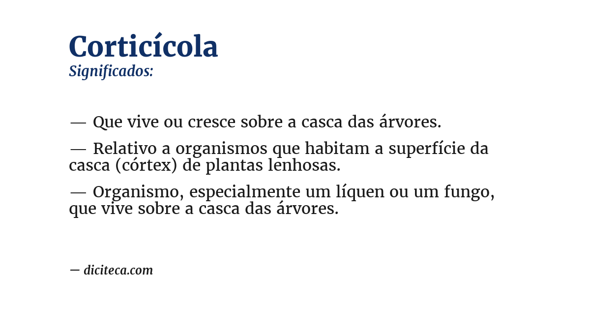 Significado de corticícola
