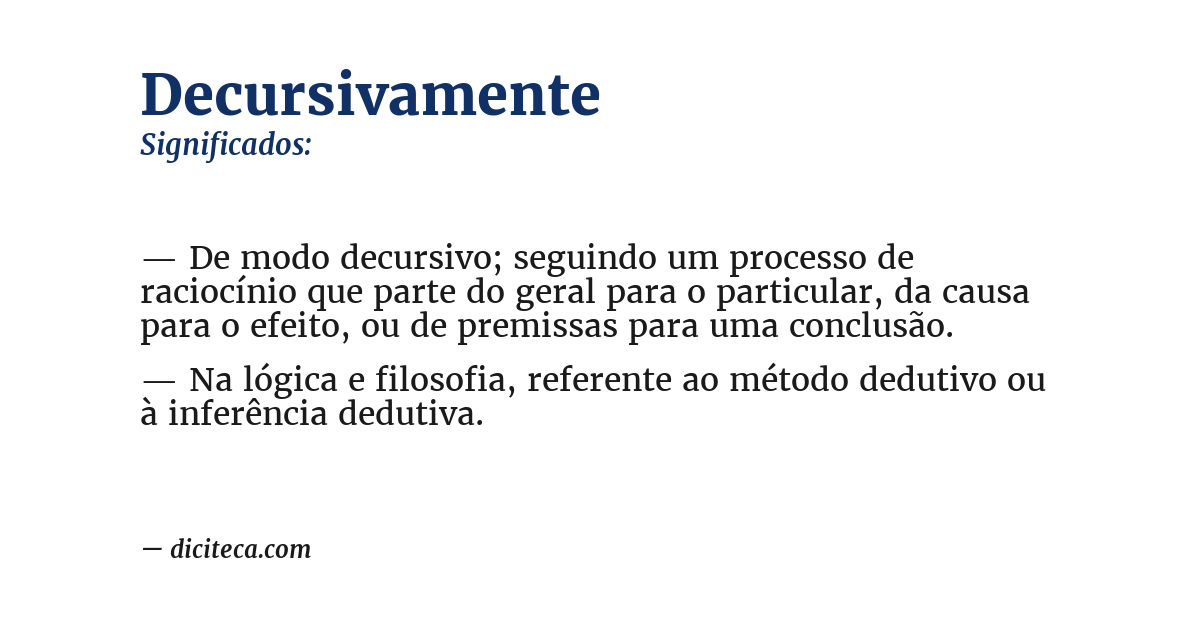 Significado de decursivamente