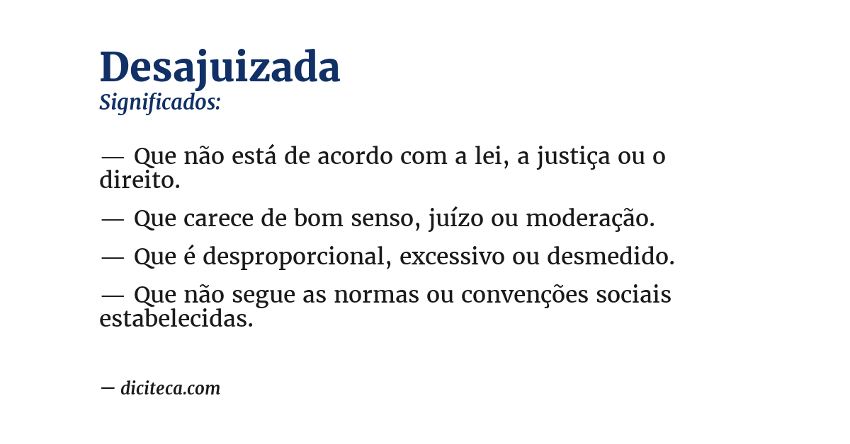 Significado de desajuizada