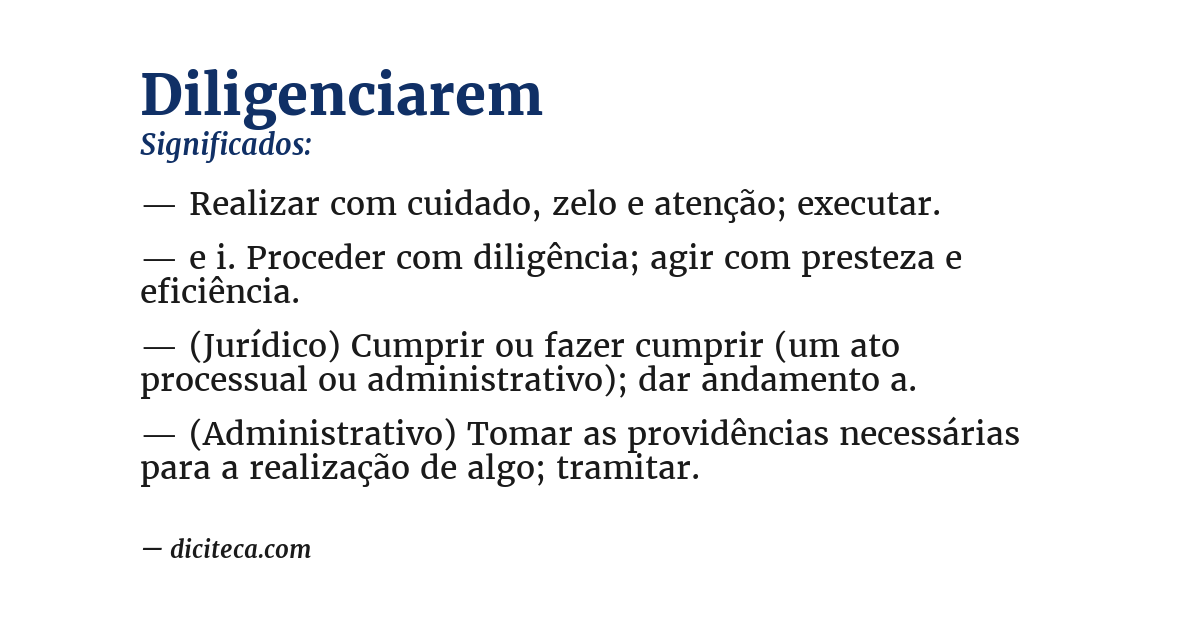 Significado de diligenciarem