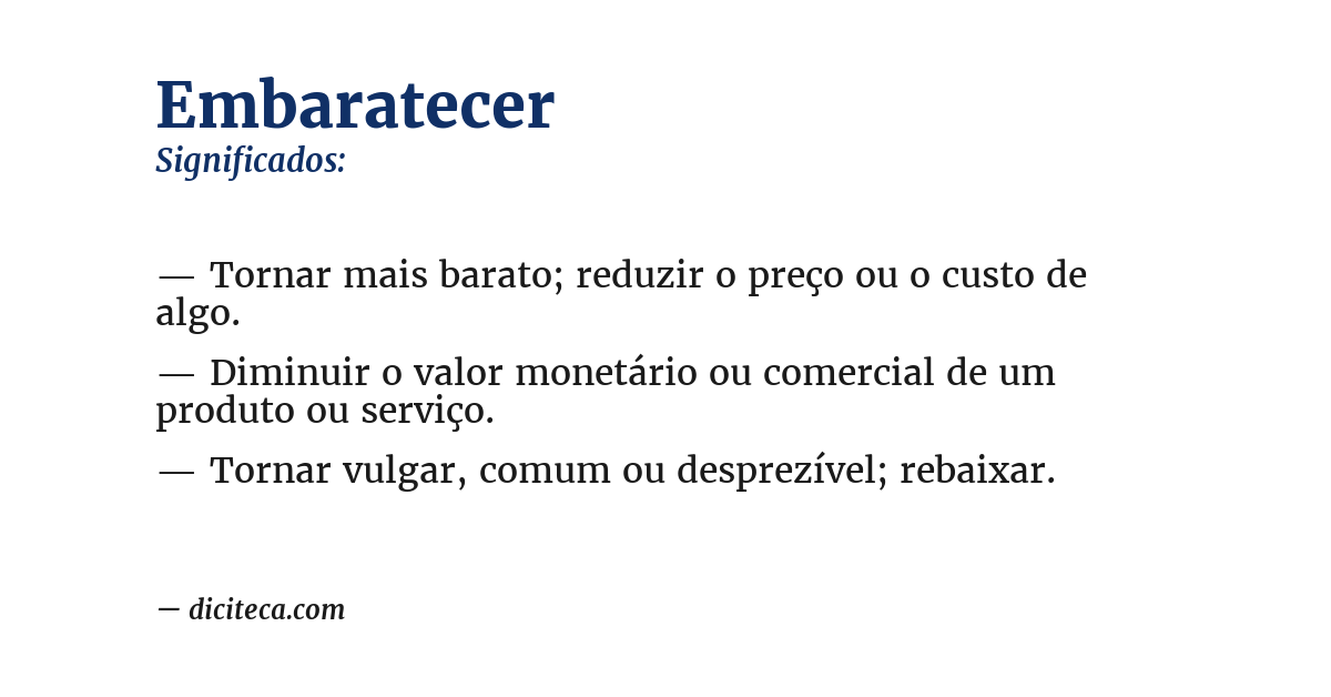 Significado de embaratecer