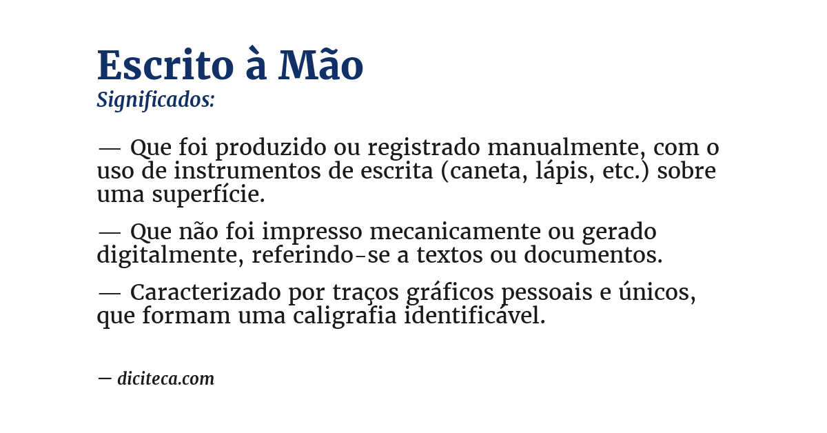 Significado de escrito à mão