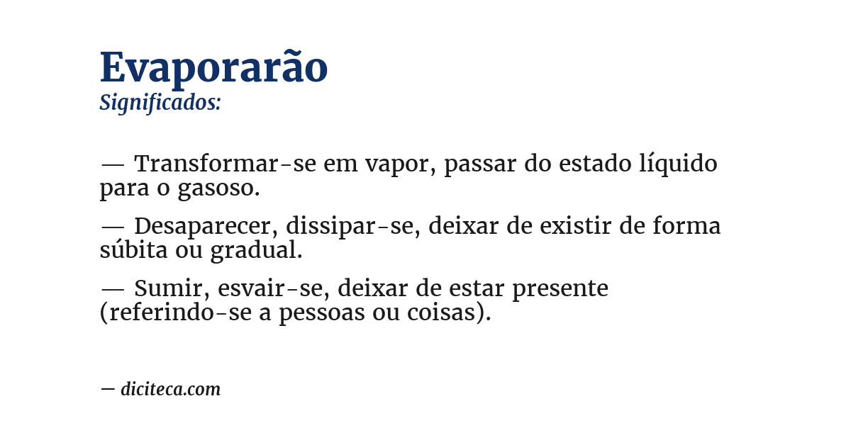 Significado de evaporarão