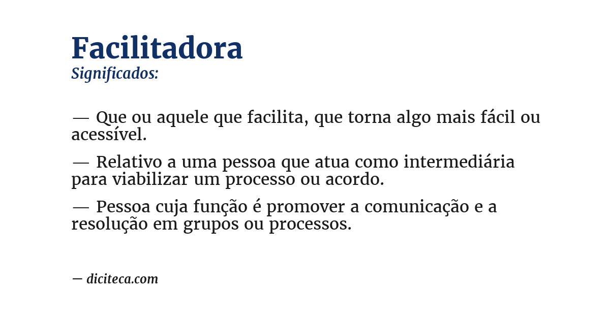 Significado de facilitadora
