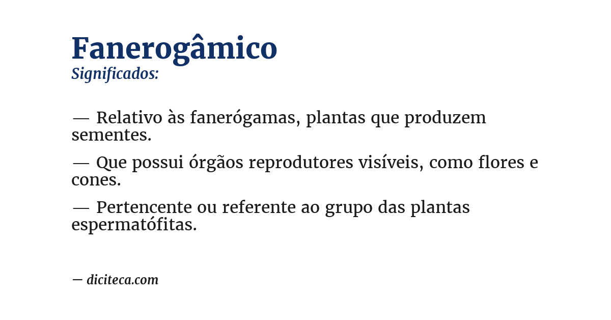 Significado de fanerogâmico