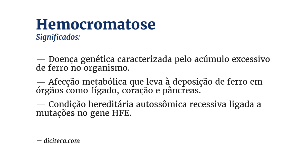 Significado de hemocromatose
