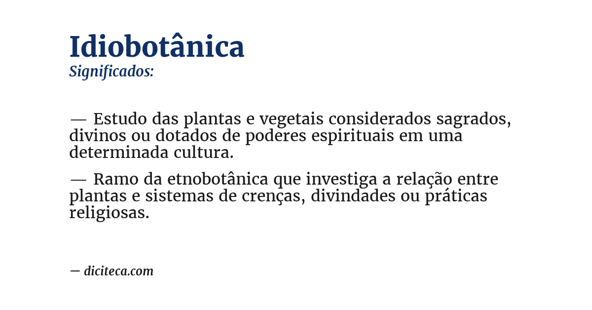 Significado de idiobotânica