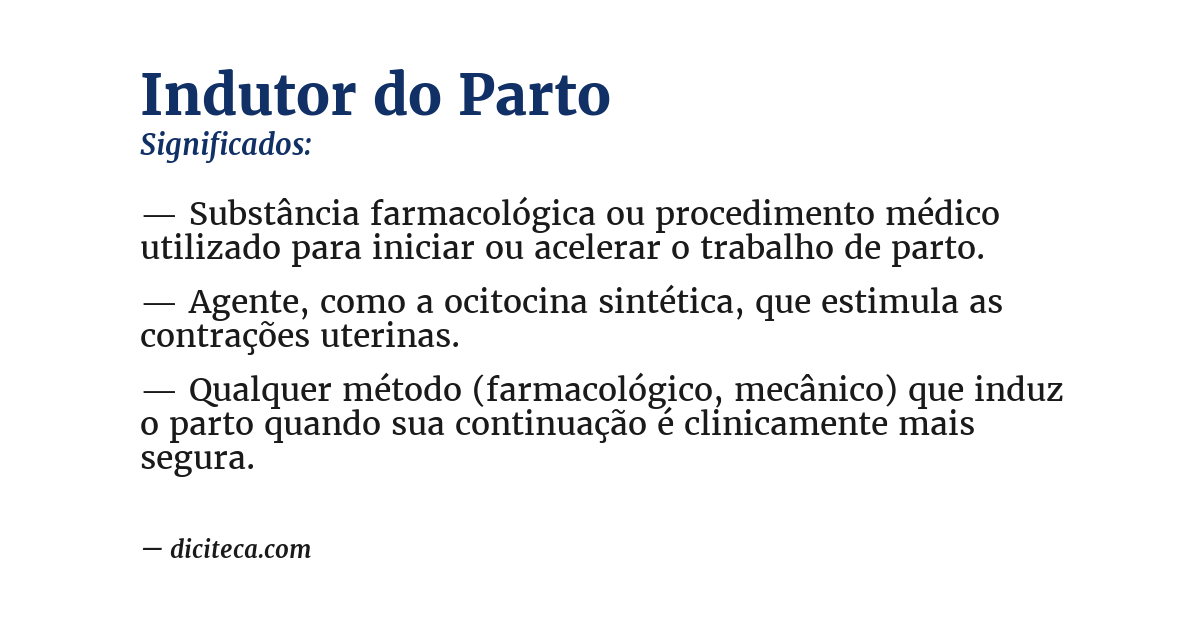 Significado de indutor do parto