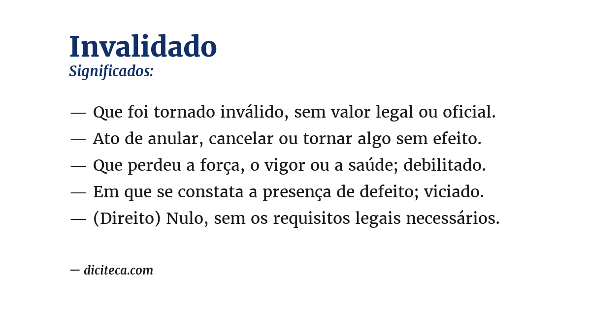 Significado de invalidado