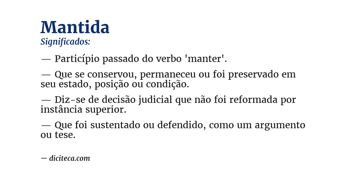 Significado de mantida