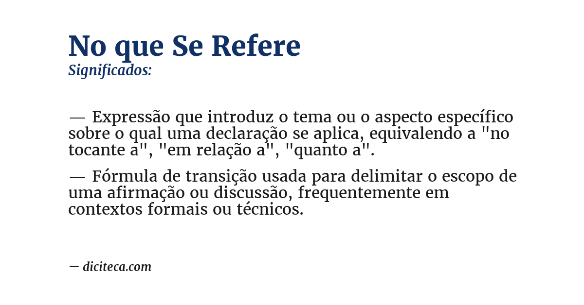 Significado de no que se refere