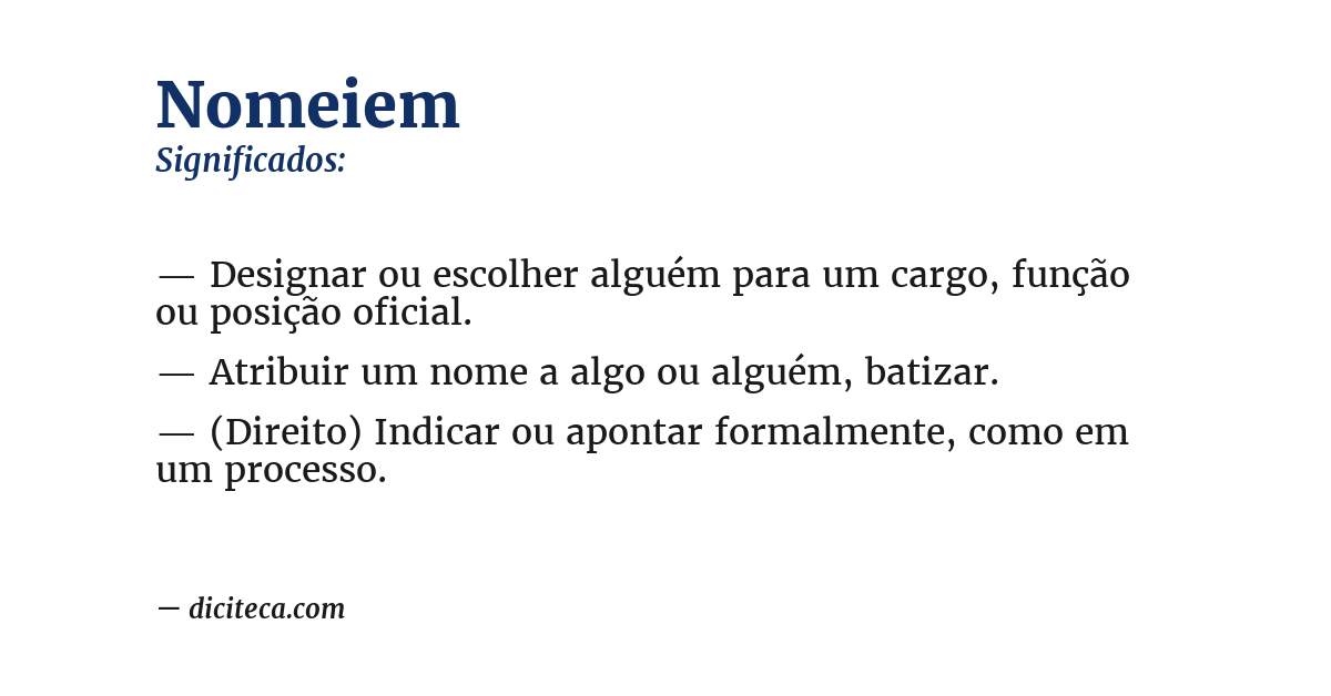 Significado de nomeiem