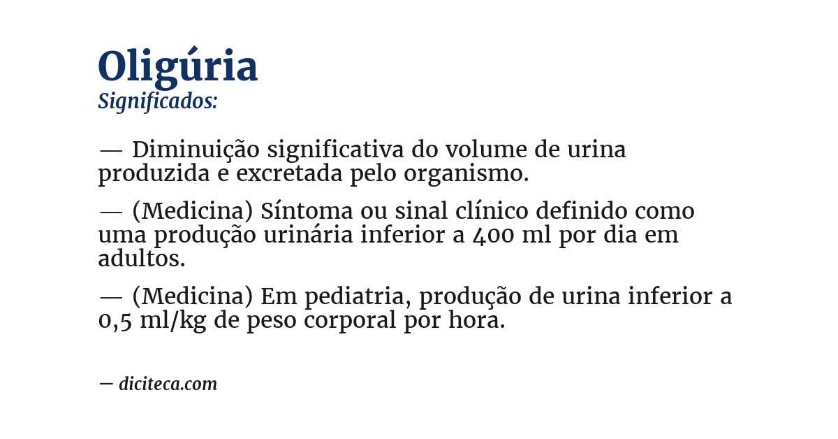 Significado de oligúria