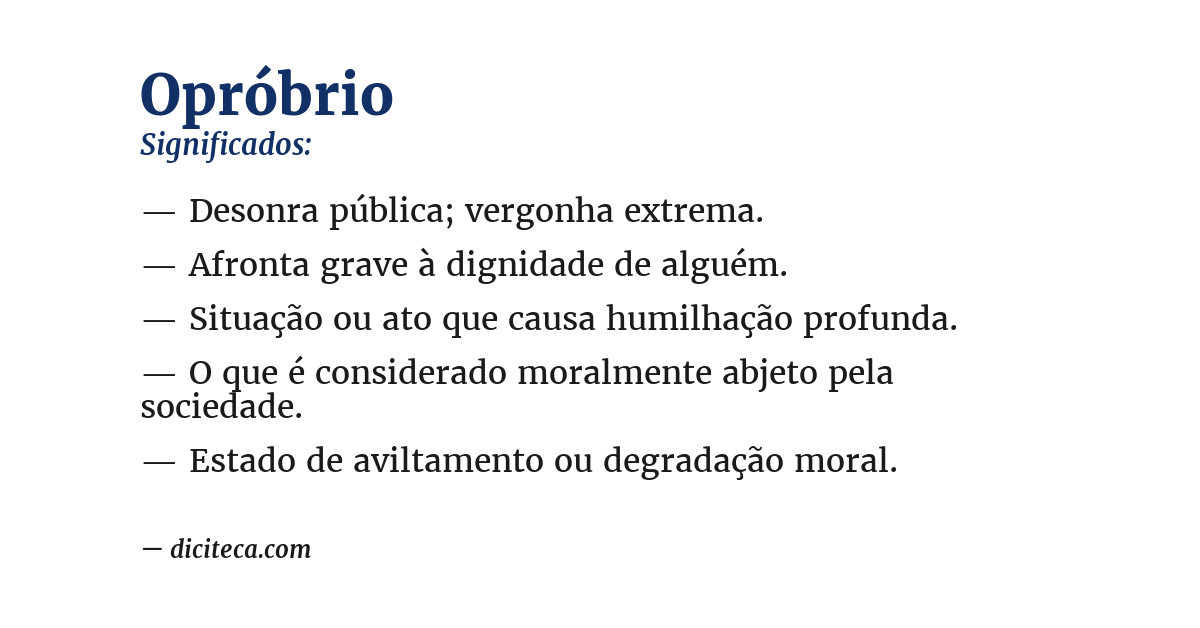 Significado de opróbrio