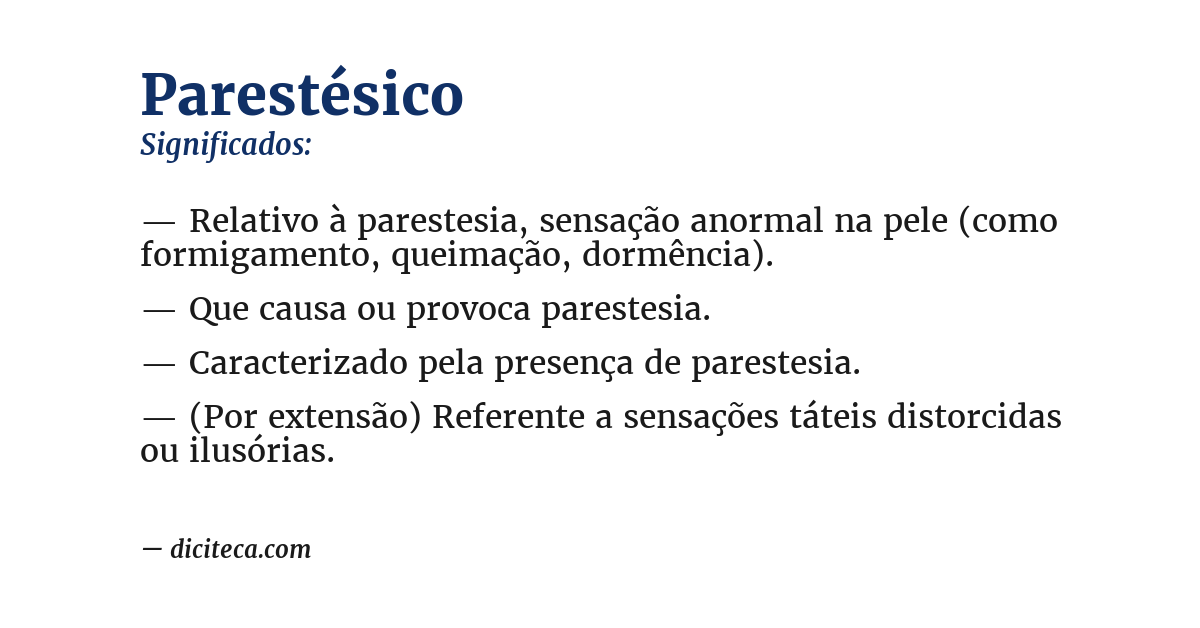 Significado de parestésico