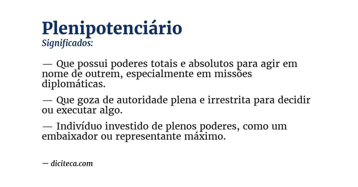 Significado de plenipotenciário