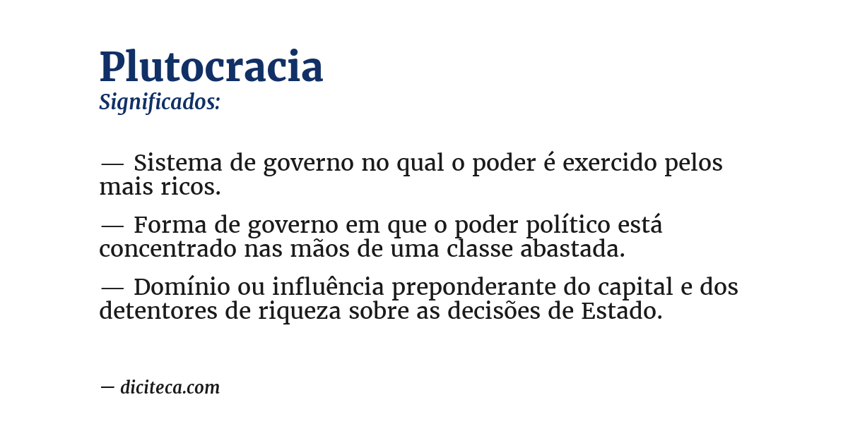 Significado de plutocracia