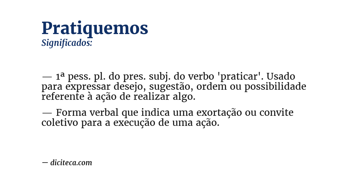 Significado de pratiquemos