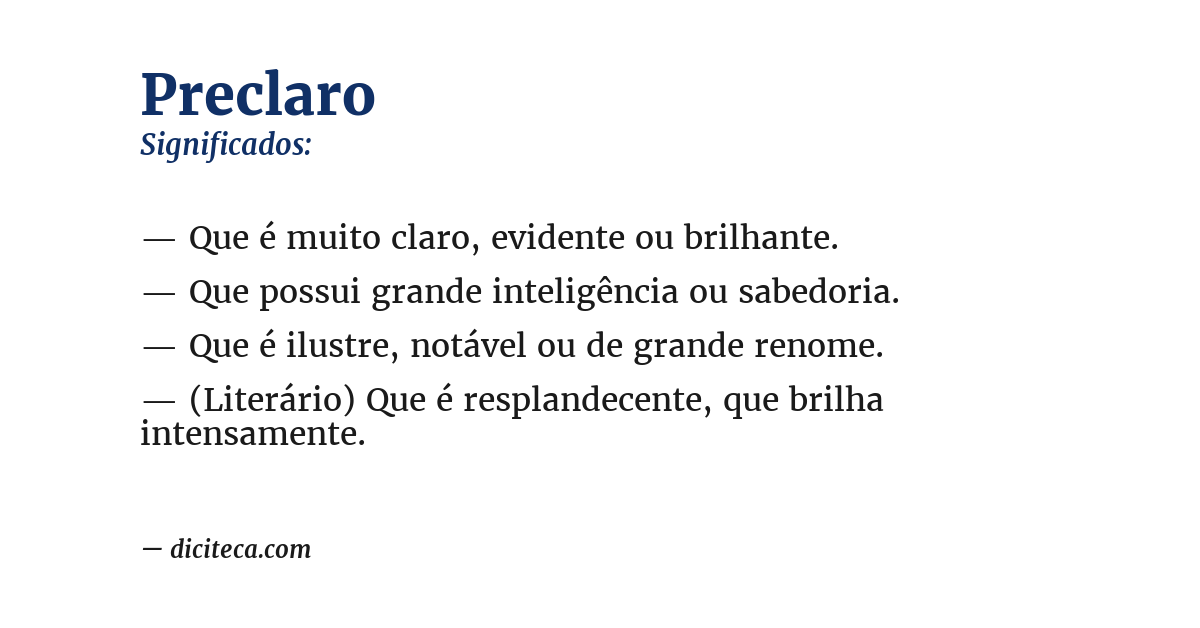 Significado de preclaro