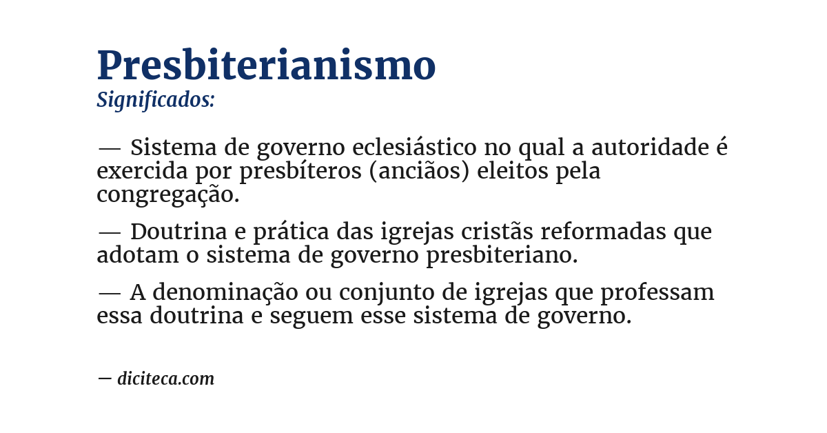 Significado de presbiterianismo