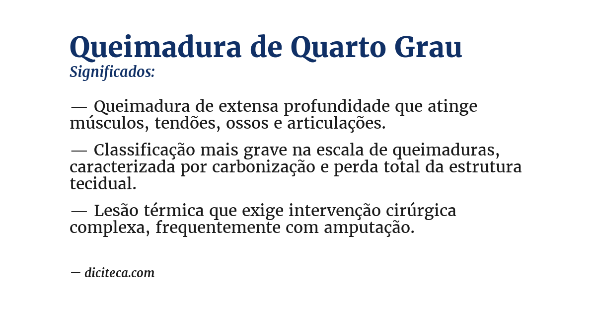 Significado de queimadura de quarto grau