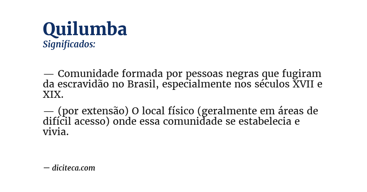 Significado de quilumba