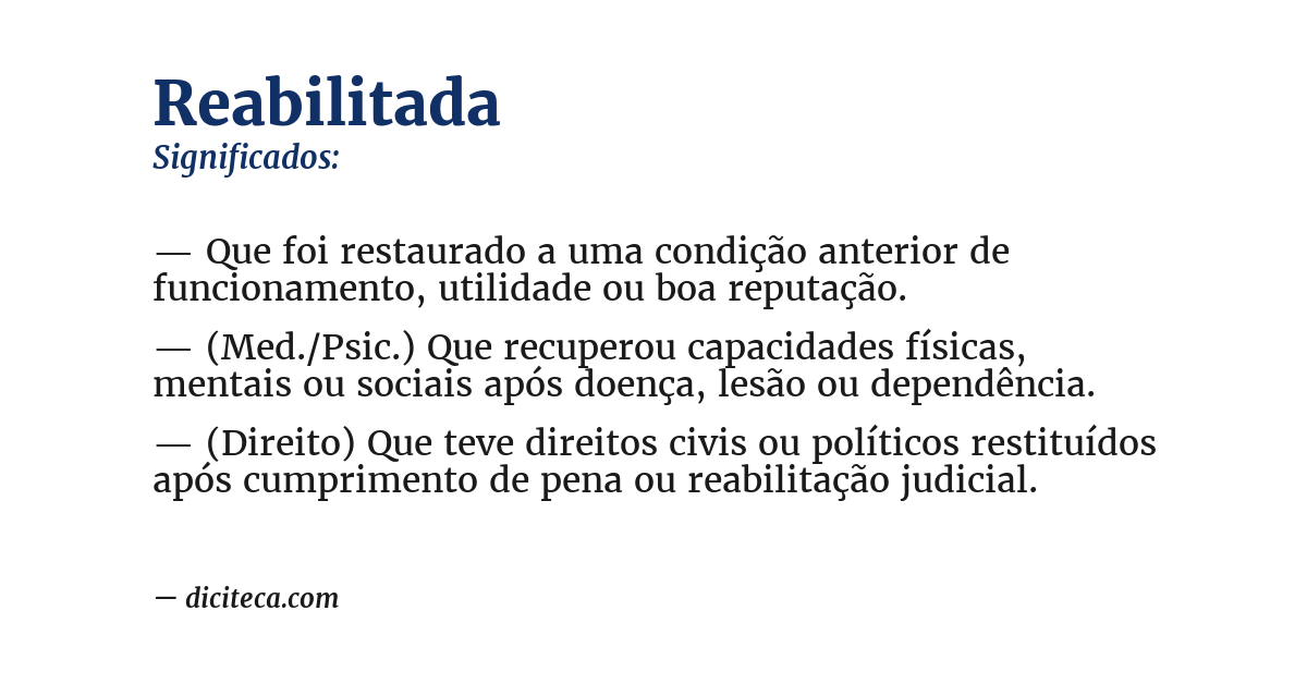 Significado de reabilitada