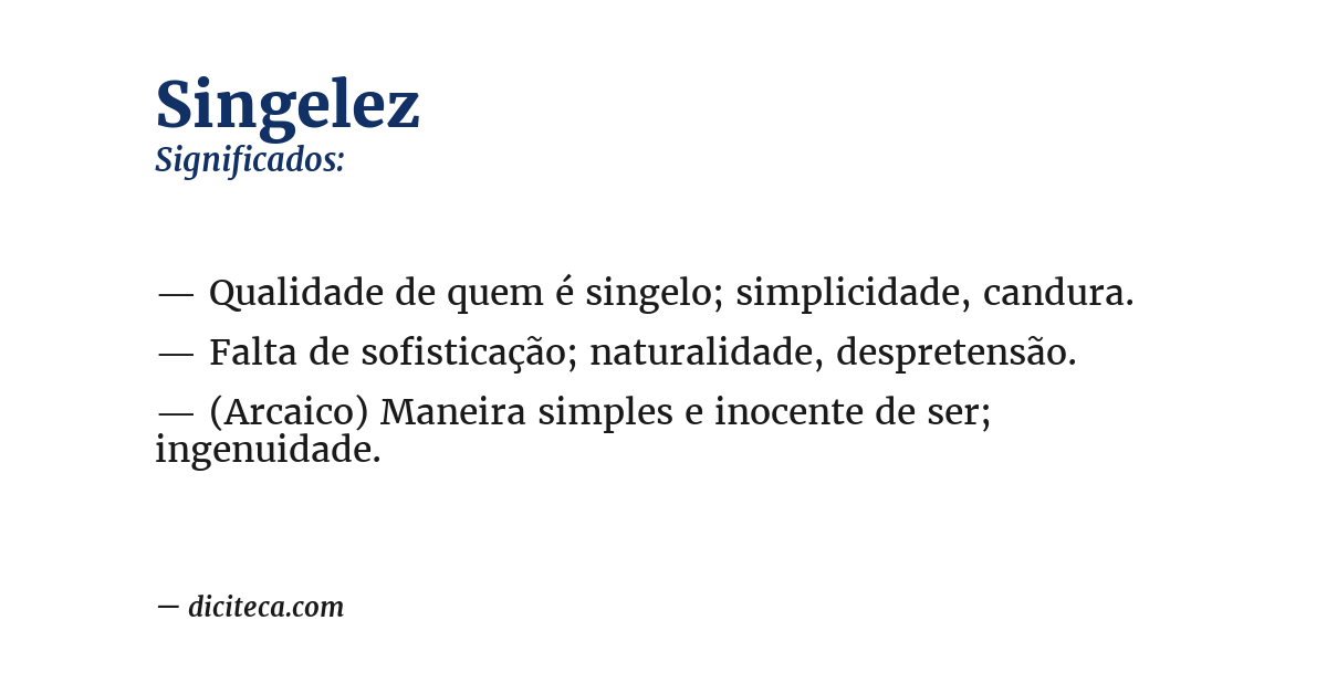 Significado de singelez