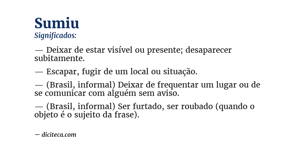 Significado de sumiu
