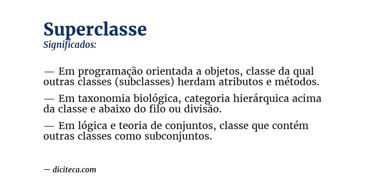 Significado de superclasse