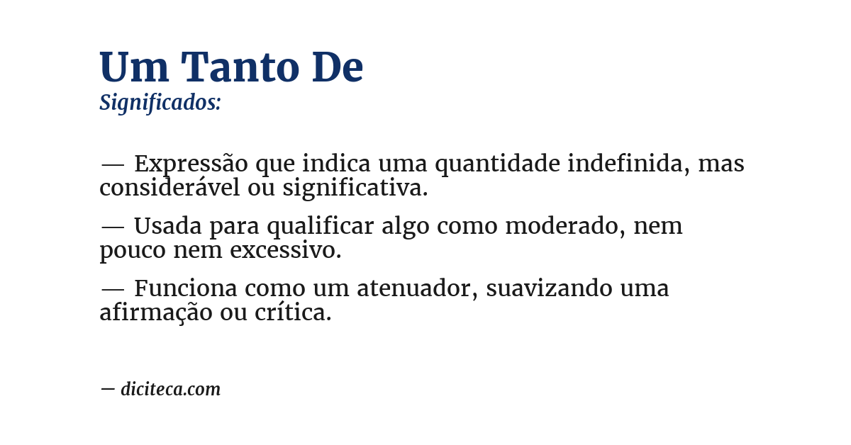 Significado de um tanto de
