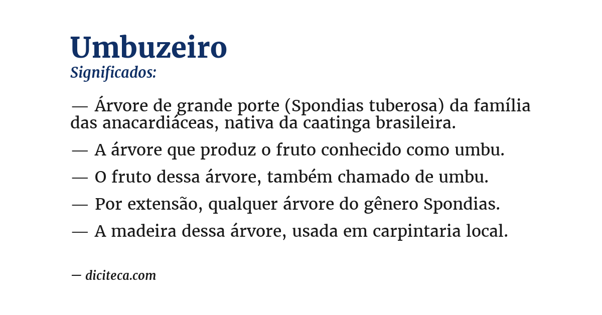 Significado de umbuzeiro