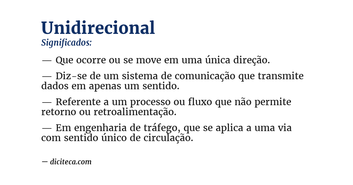 Significado de unidirecional