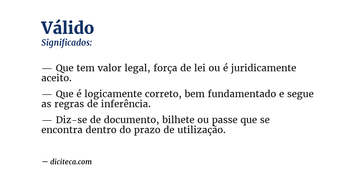 Significado de válido