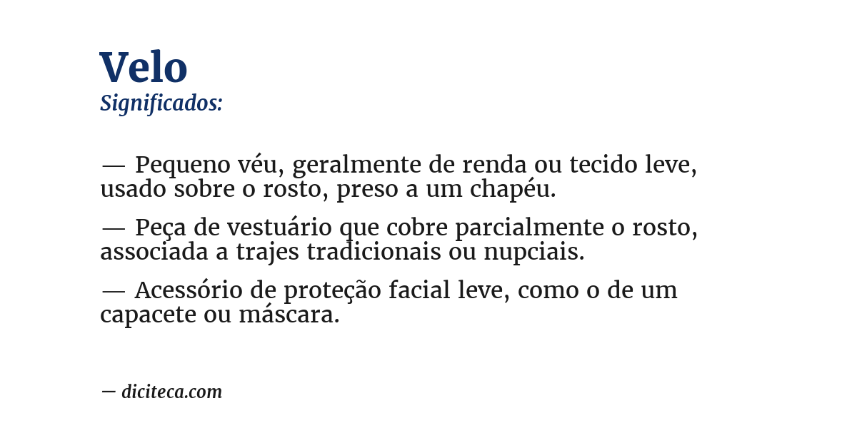 Significado de velo