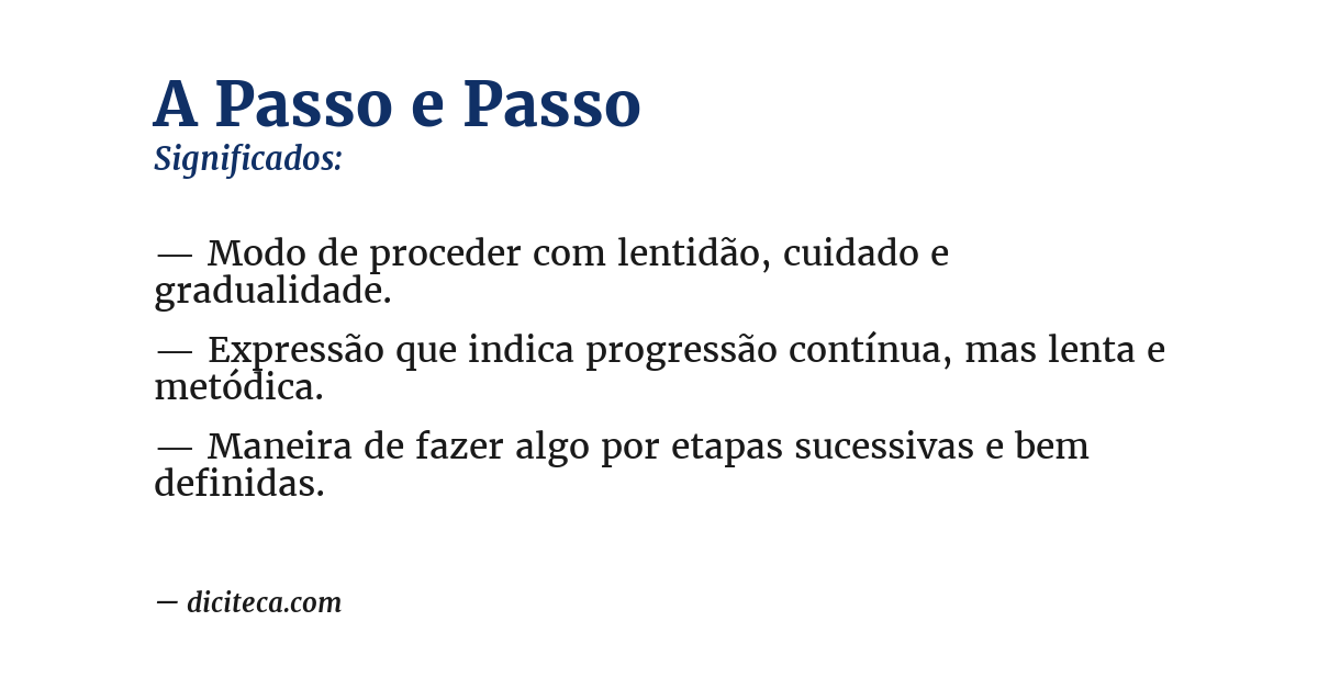 Significado de a passo e passo