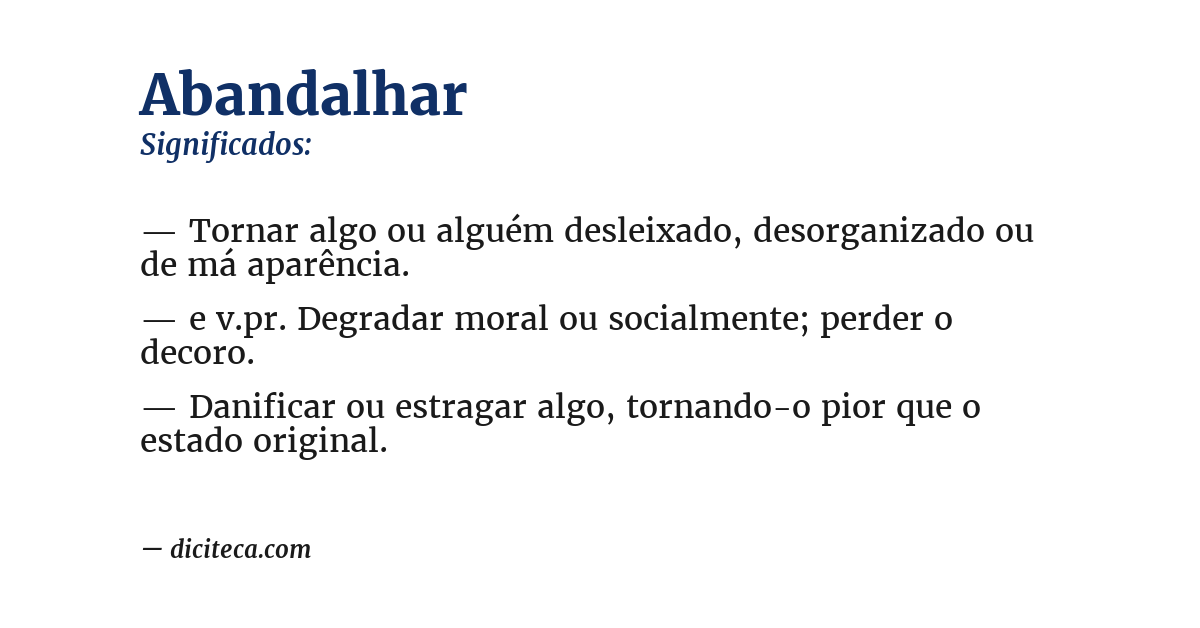 Significado de abandalhar