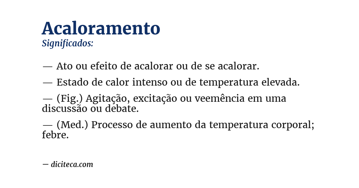 Significado de acaloramento